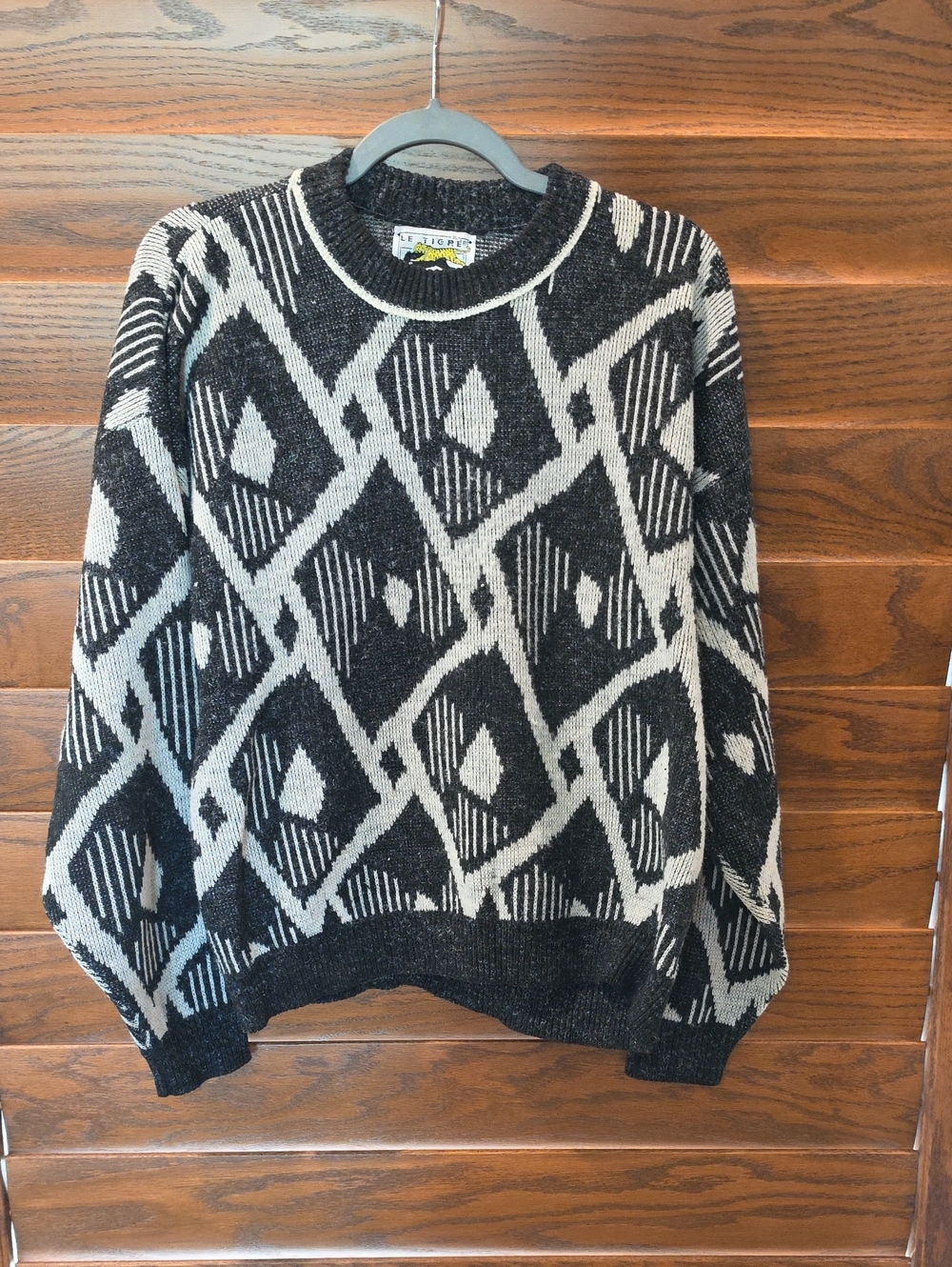 Le Tigre Black & Cream Geometric Crewneck Sweater